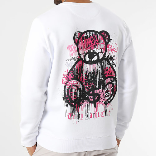 Sweat Crewneck Art Series Dripping Pink Blanc