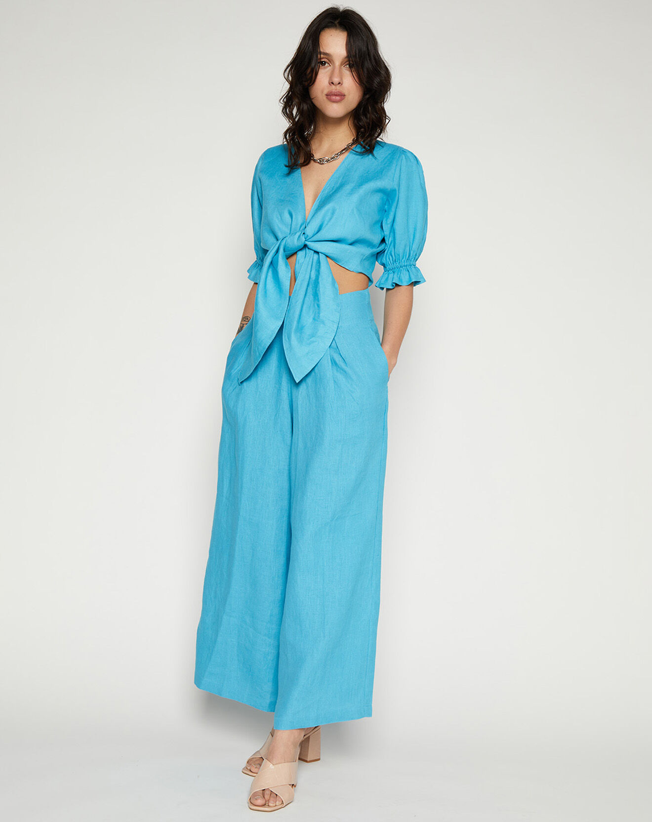 Faithfull the Brand Top 100% Lin Jamais bleu