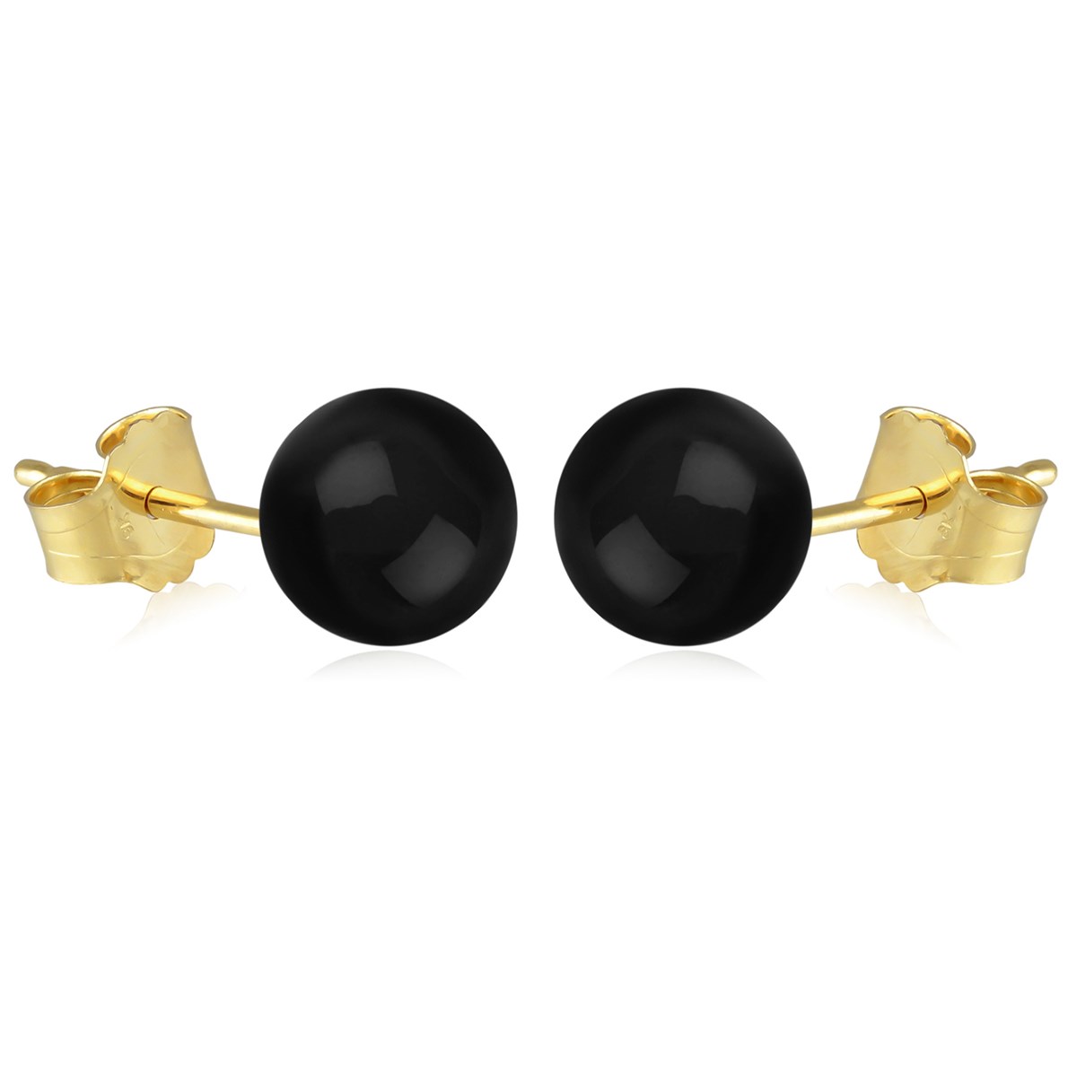 Boucles d'oreille plaqué or boule onyx 8MM