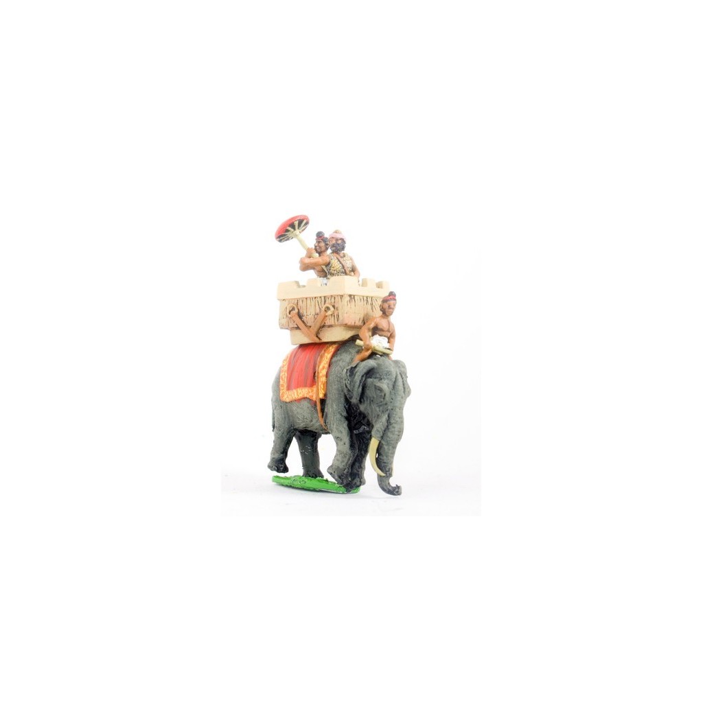 Classical Indian: General in howdah with umbrella holder mounted on elephant with driver