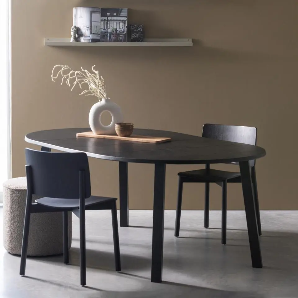WOOOD Lange Jan Uitschuifbare Eettafel - Eiken - Zwart - 75x120x120