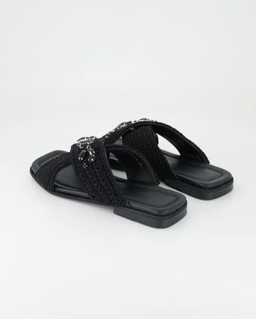 Inuikii Woven Crossed Stones Pantoletten in Schwarz