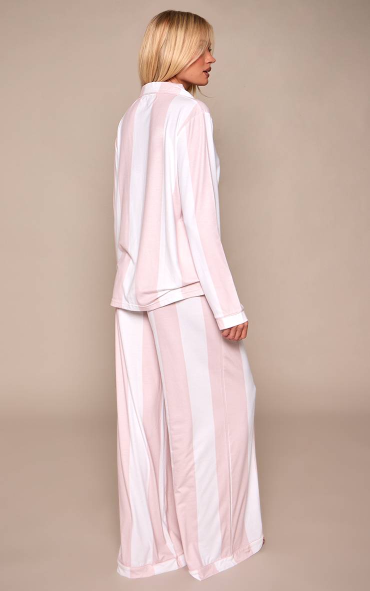Pink Stripes Ensemble Pyjama Haut Manches Longues Et Pantalon En Jersey Doux Avec Passepoil