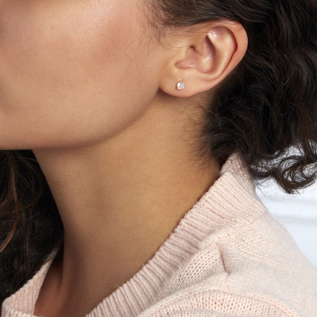 Boucles D'oreilles Puces Daria Coeur Or Jaune Oxyde