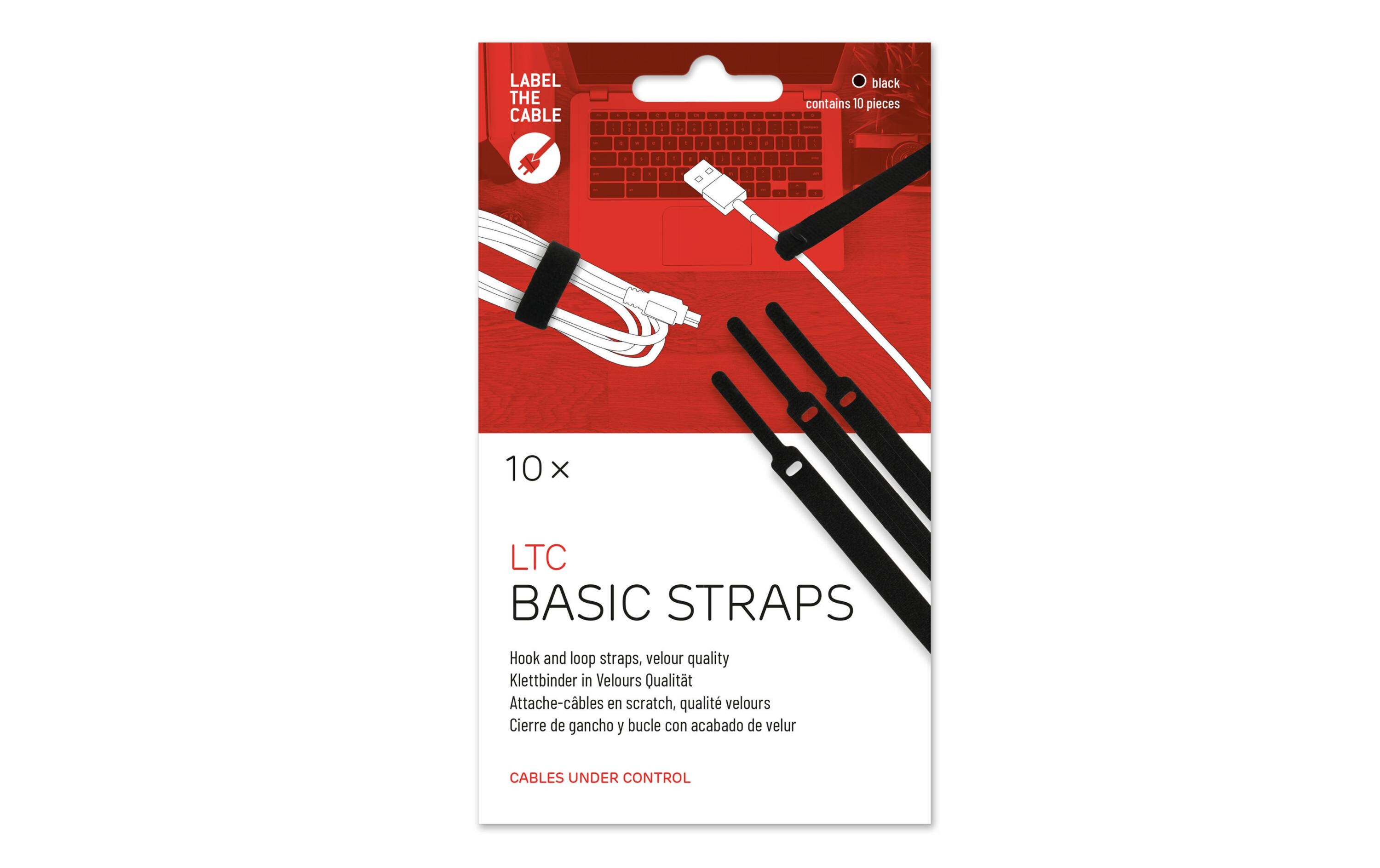 Klettkabelbinder BASIC STRAPS 14 x 170 mm Schwarz, 10 StückKlettkabelbinder: Kabelordnung statt Kabelsalat