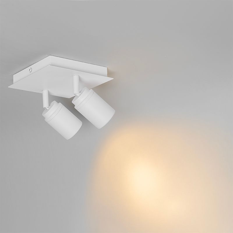 Moderne badkamer spot wit vierkant 2-lichts IP44 - Ducha