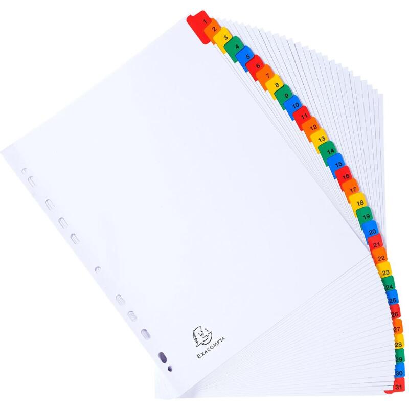 Intercalaires Imprimés numériques carte blanche 160g- 31 positions - A4 Maxi - Blanc