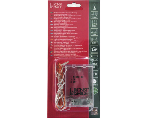 Konstsmide draadverlichting, 1,9 m + 0,5 m aansluitdraad, 20 LED's, amberkleurige lichtkleur