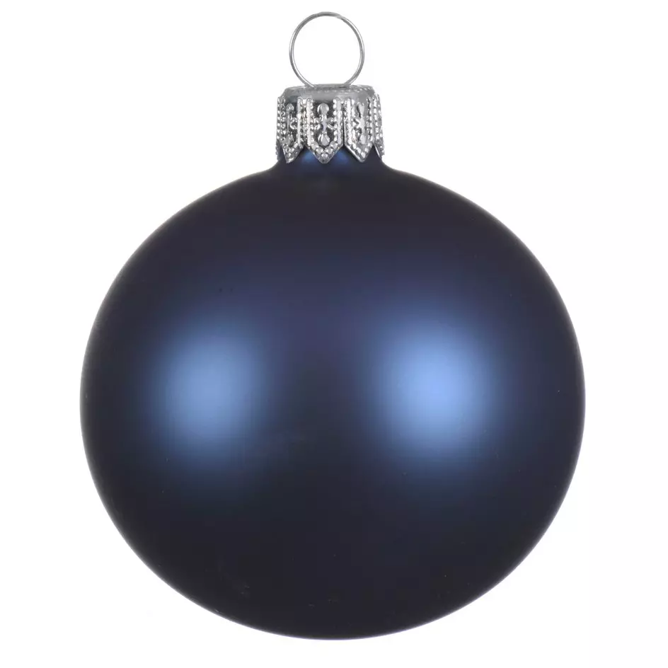Lot de 6 boules de Noël en verre (D80 mm) Arctique mates Bleu nuit