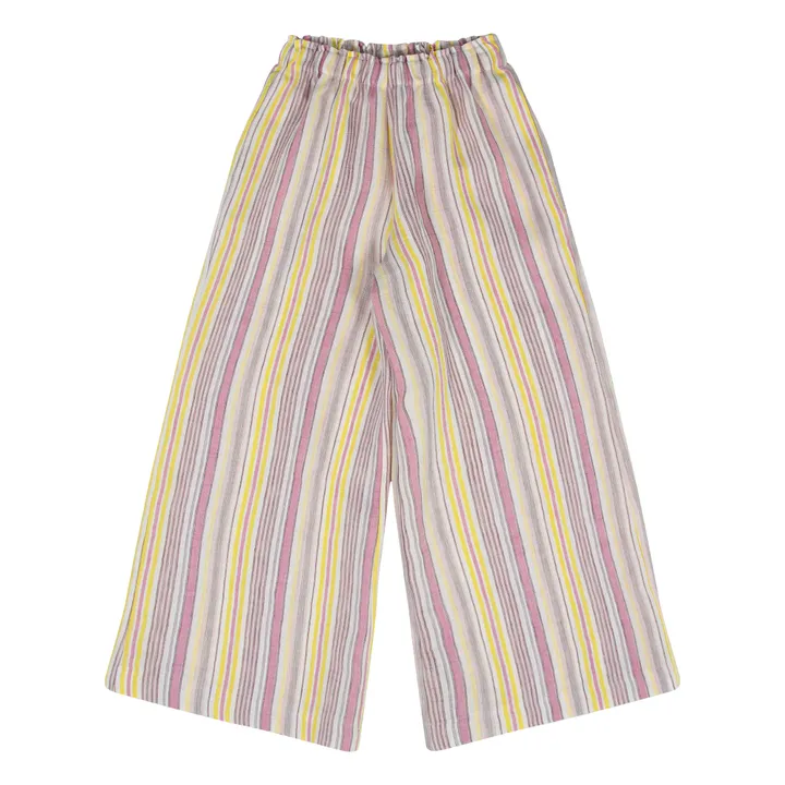 Tangerine Pantalon Large Rayures Lin | Rose