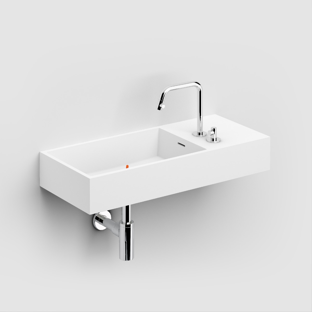 Clou Wash Me wastafel solid surface 75cm rechts wit mat