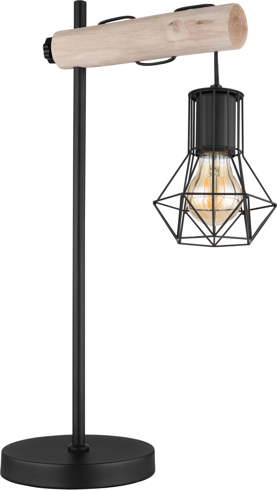 Tischleuchte - schwarz matt - Holz - 33 cm breit