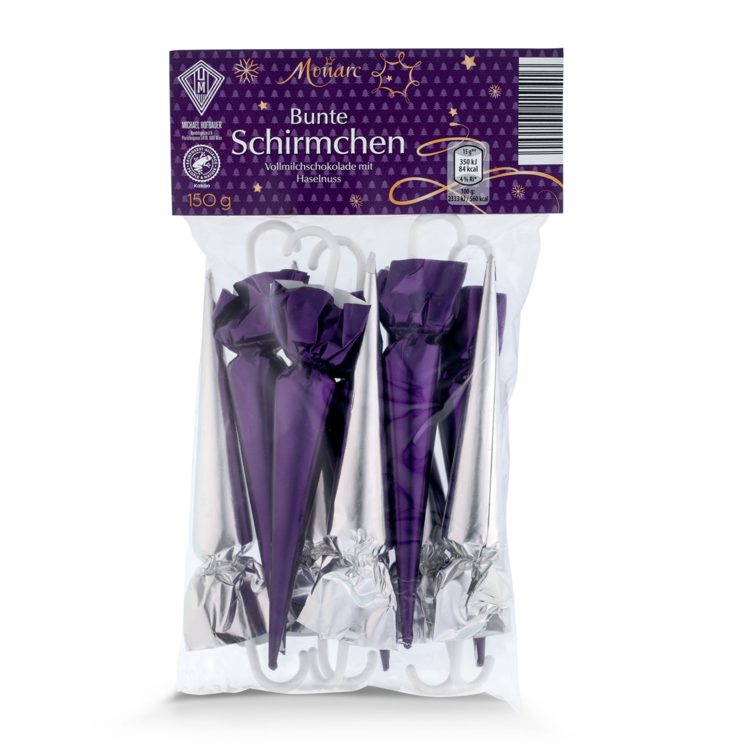 MONARC Bunte Schirmchen, Silber-Lila 10 x 15 g
