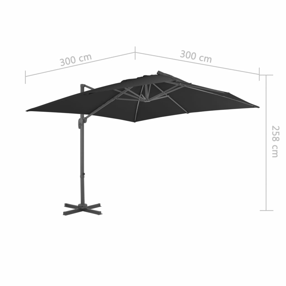 Parasol meuble de jardin en porte-à-faux mât en aluminium 300 x 300 cm anthracite