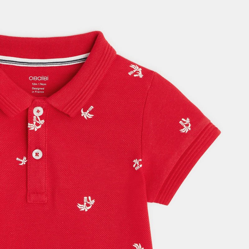 Polo maille piquée palmiers rouge bébé garçon Rouge