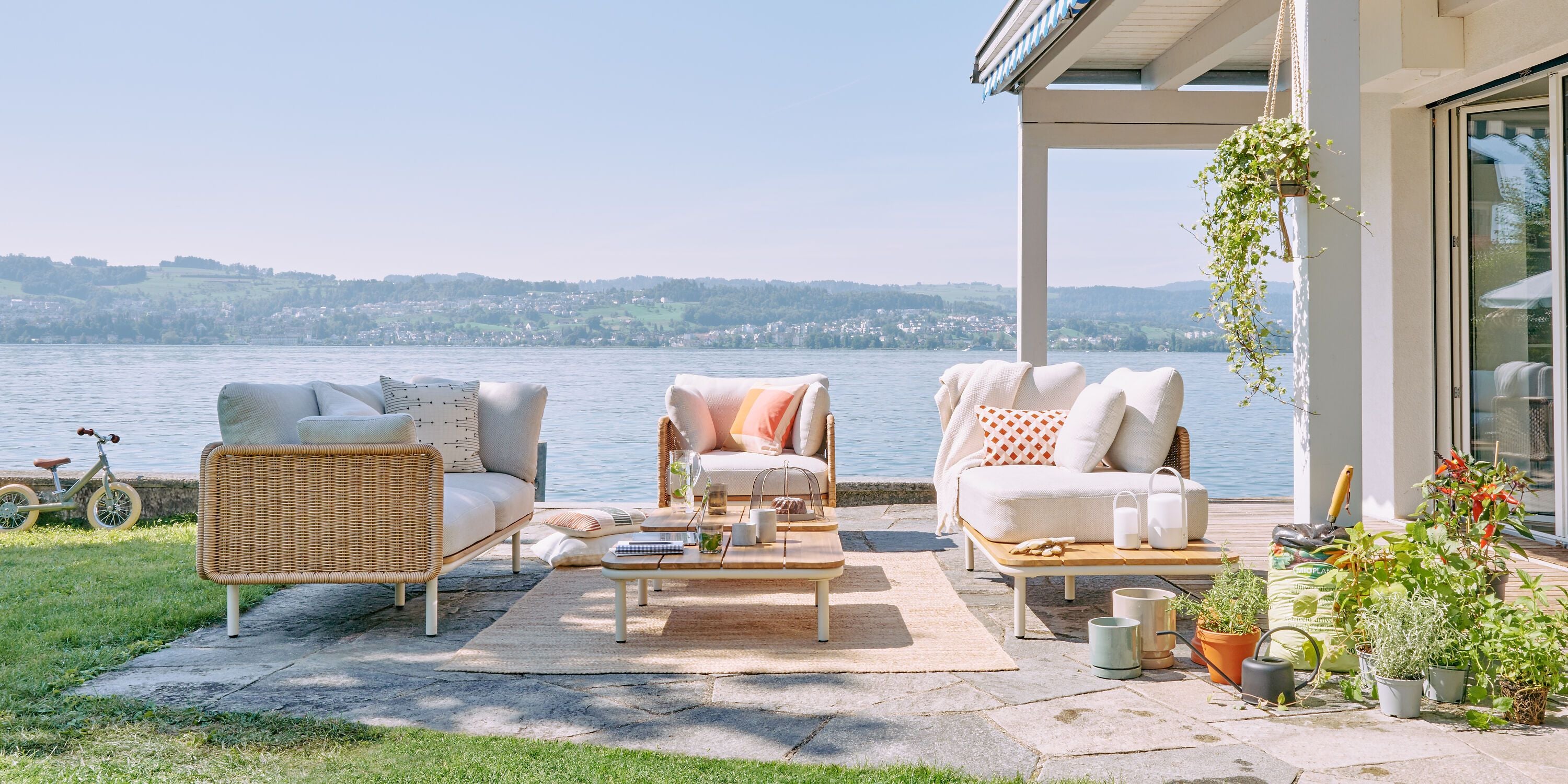 NIHOA 2er Lounge Ansteckt_Rope Sand - Hellgrau