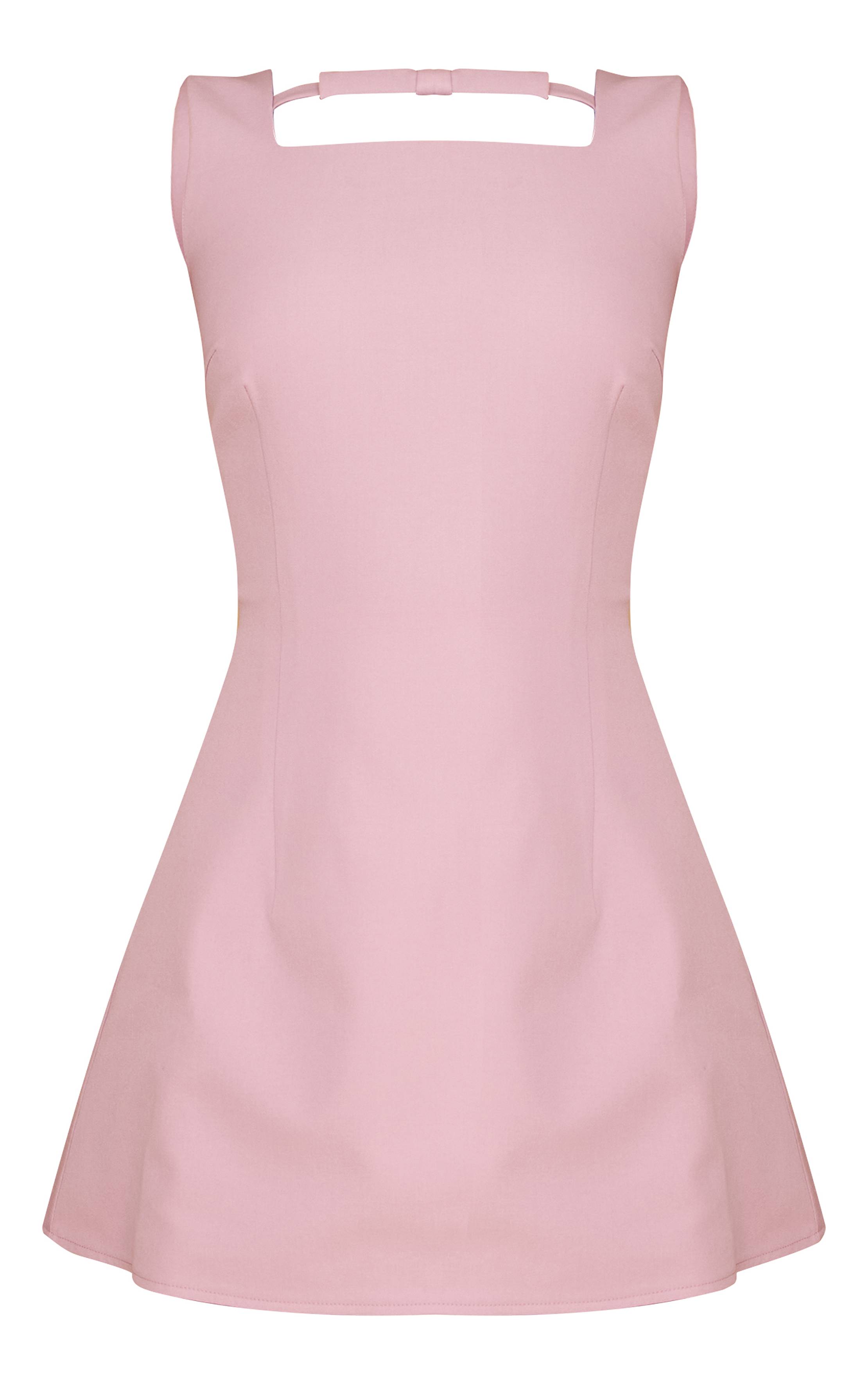 Rose Poudré Robe Trapèze En Sergé Avec Détail Nœud