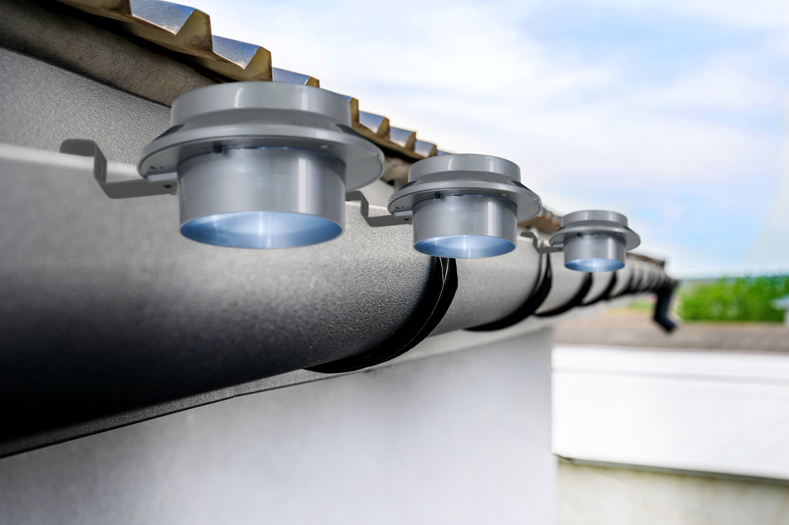 6er-Set LED-Dachrinnenleuchte MISTRA - grau - solarbetrieben