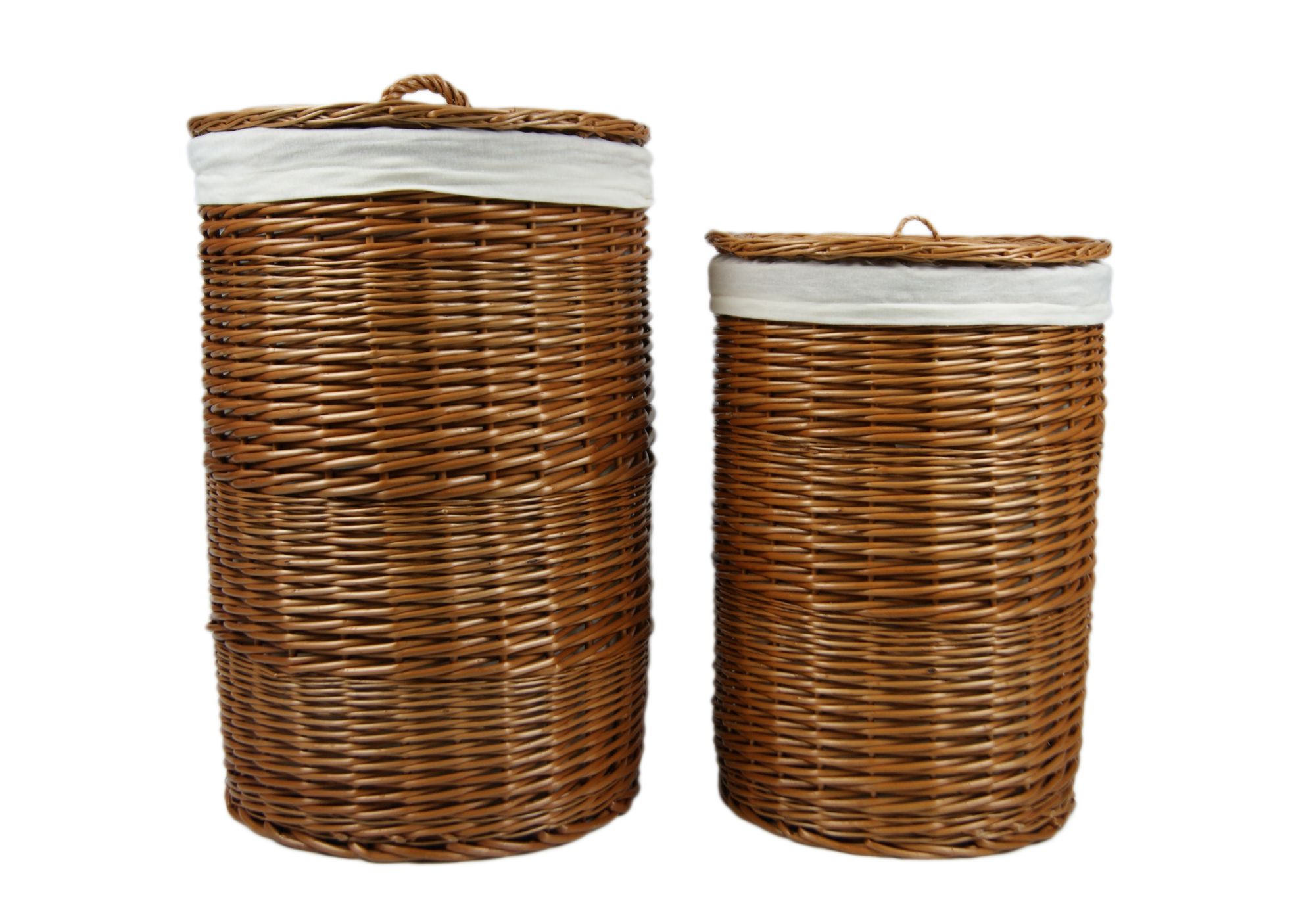 Lycce Wäschekorb - 47L oder 70L - rund aus Weide, Weidetonne, Deckel