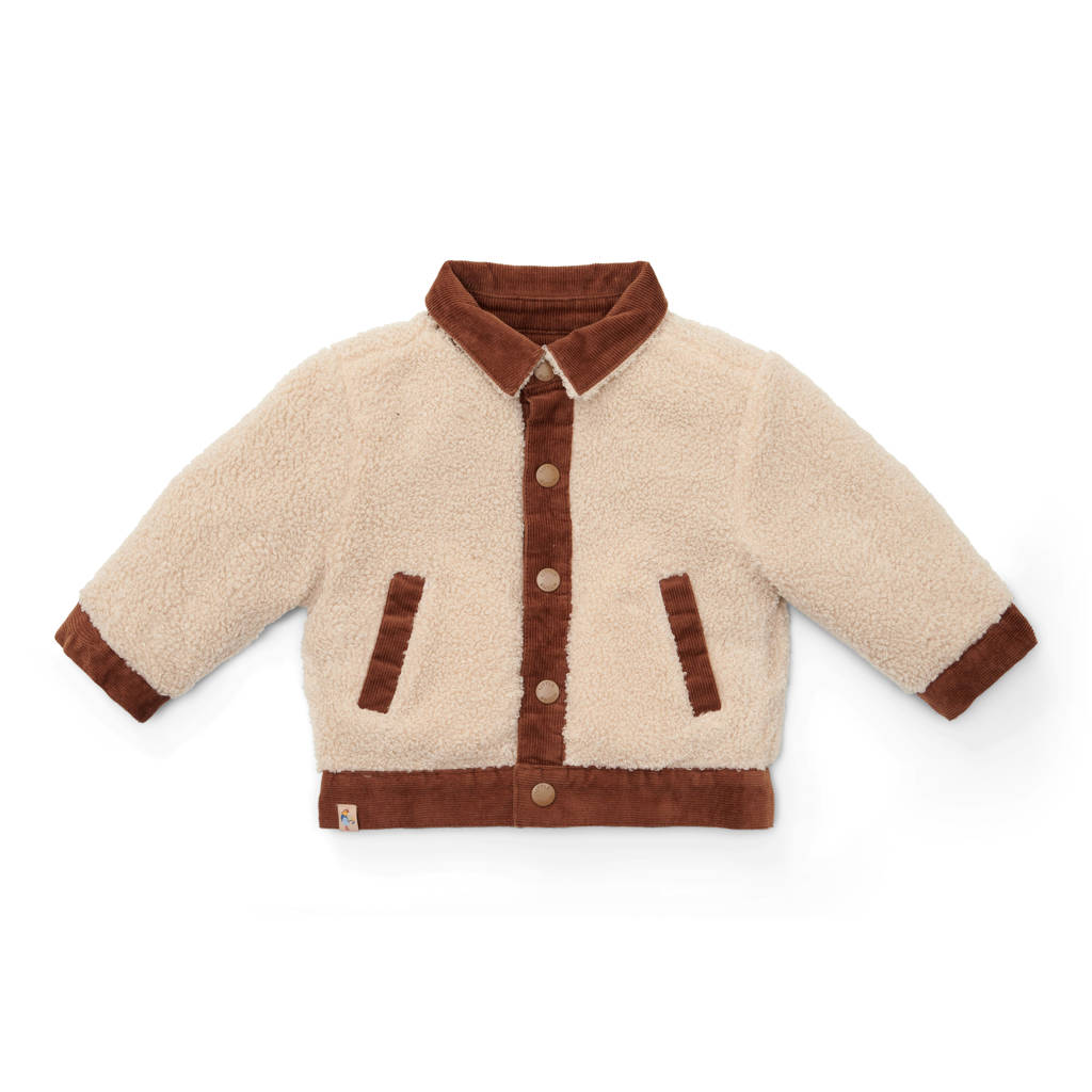 Little Dutch reversible tussenjas met teddy en corduroy bruin/ecru