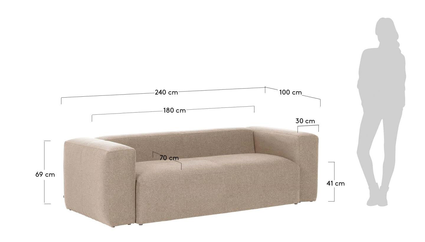Kave Home Sofa BLOK 3-Sitzer beige