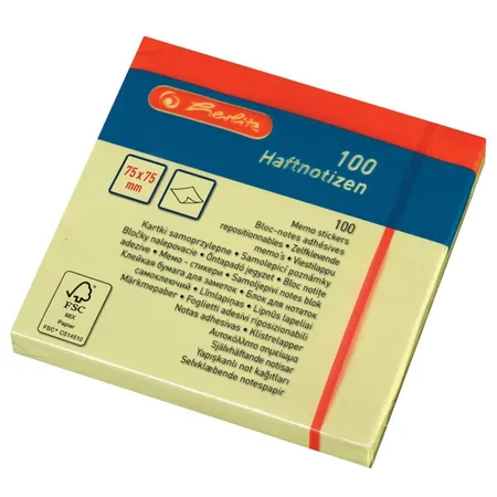 Herlitz Haftnotizblock 100 Blatt je Block, 75 x 75 mm, gelb, 6 Stück