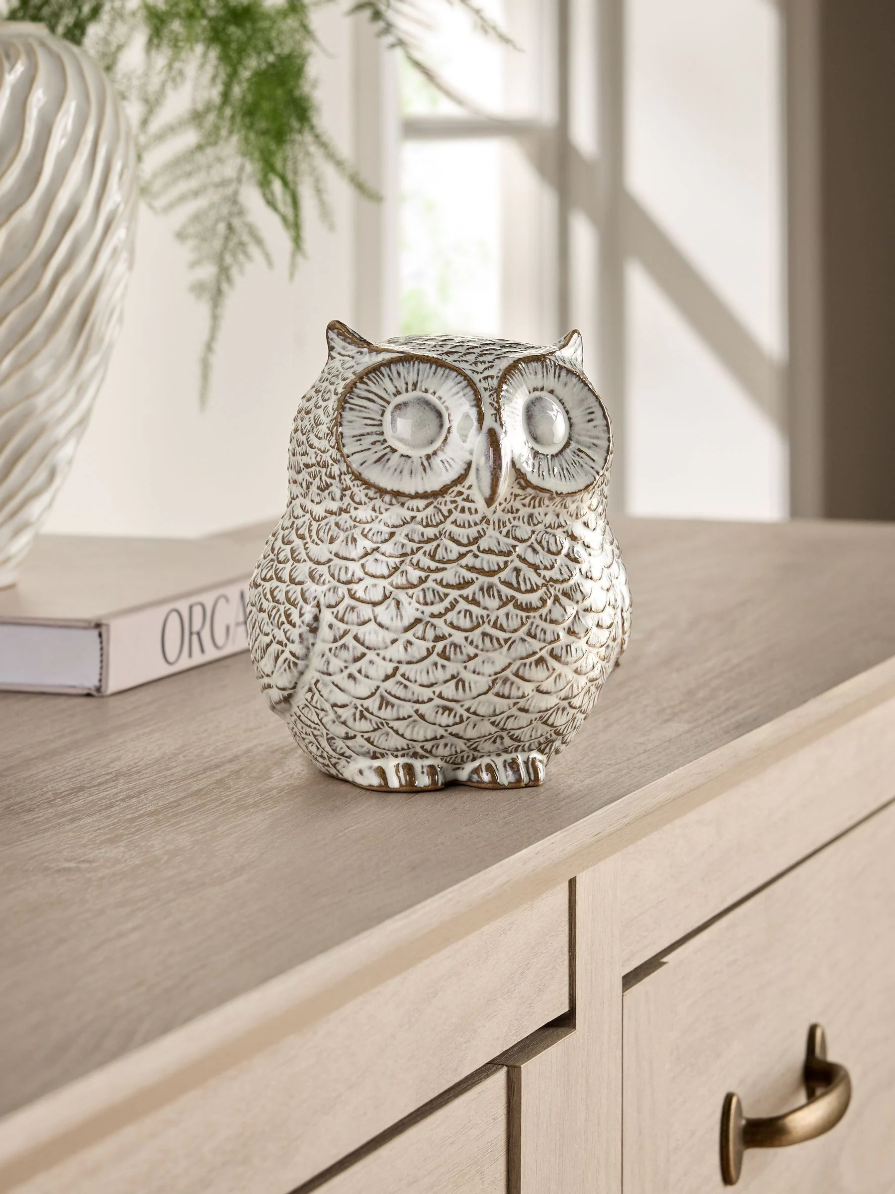 Reactive Glaze Ceramic Owl Ornament