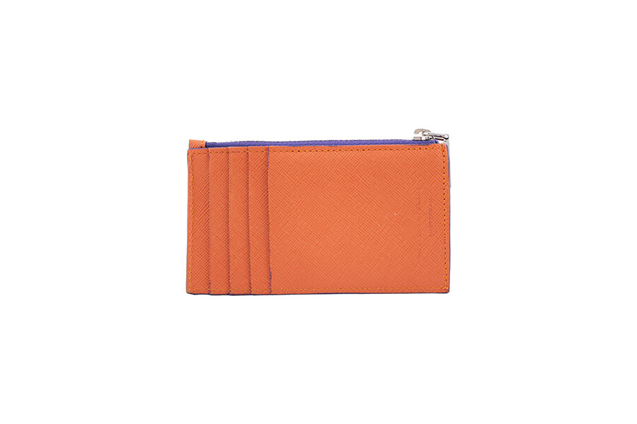 Stair Saffiano zip cardholder orange
