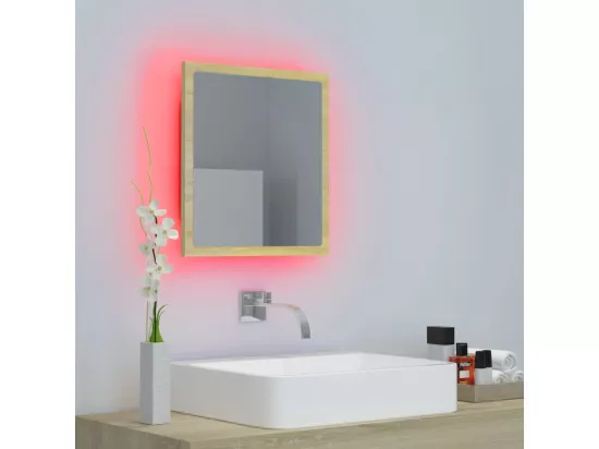 Miroir LED de salle de bain Chêne sonoma 40x8,5x37 cm Acrylique