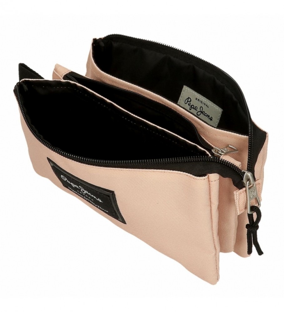 Estojo Pepe Jeans com três compartimentos 63243A1 Bege - 22x12x5cm