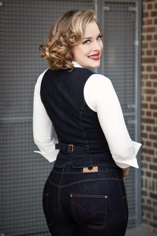 Rock-a-Booty Dianne gilet in denim blauw