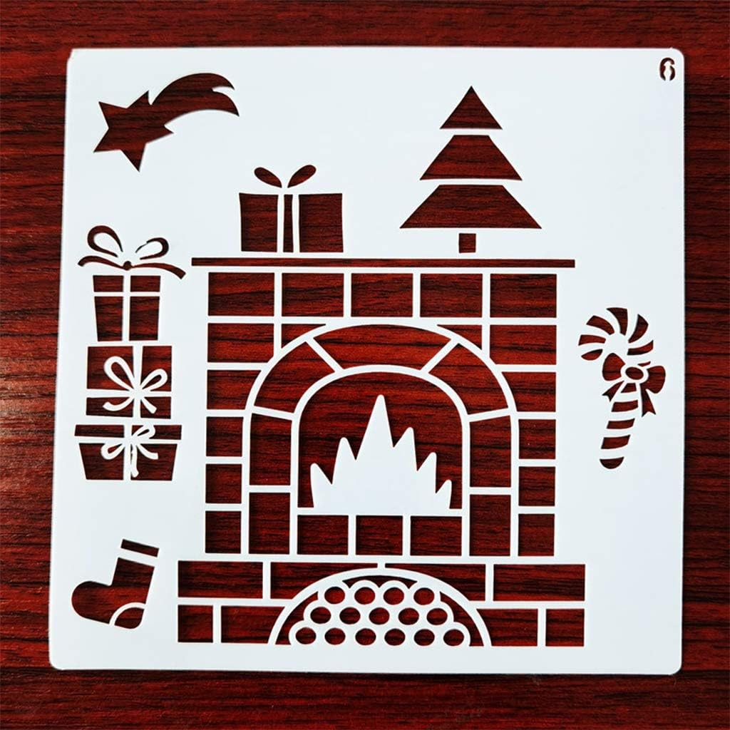 (12er Set) 13x13cm Zeichen Schablonen Wiederverwendbare DIY Mal Vorlagen - Weihnachten