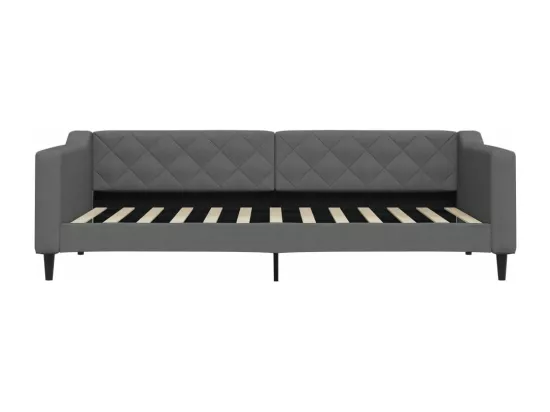 Lit de jour avec gigogne et tiroirs gris foncé 90x200 cm tissu