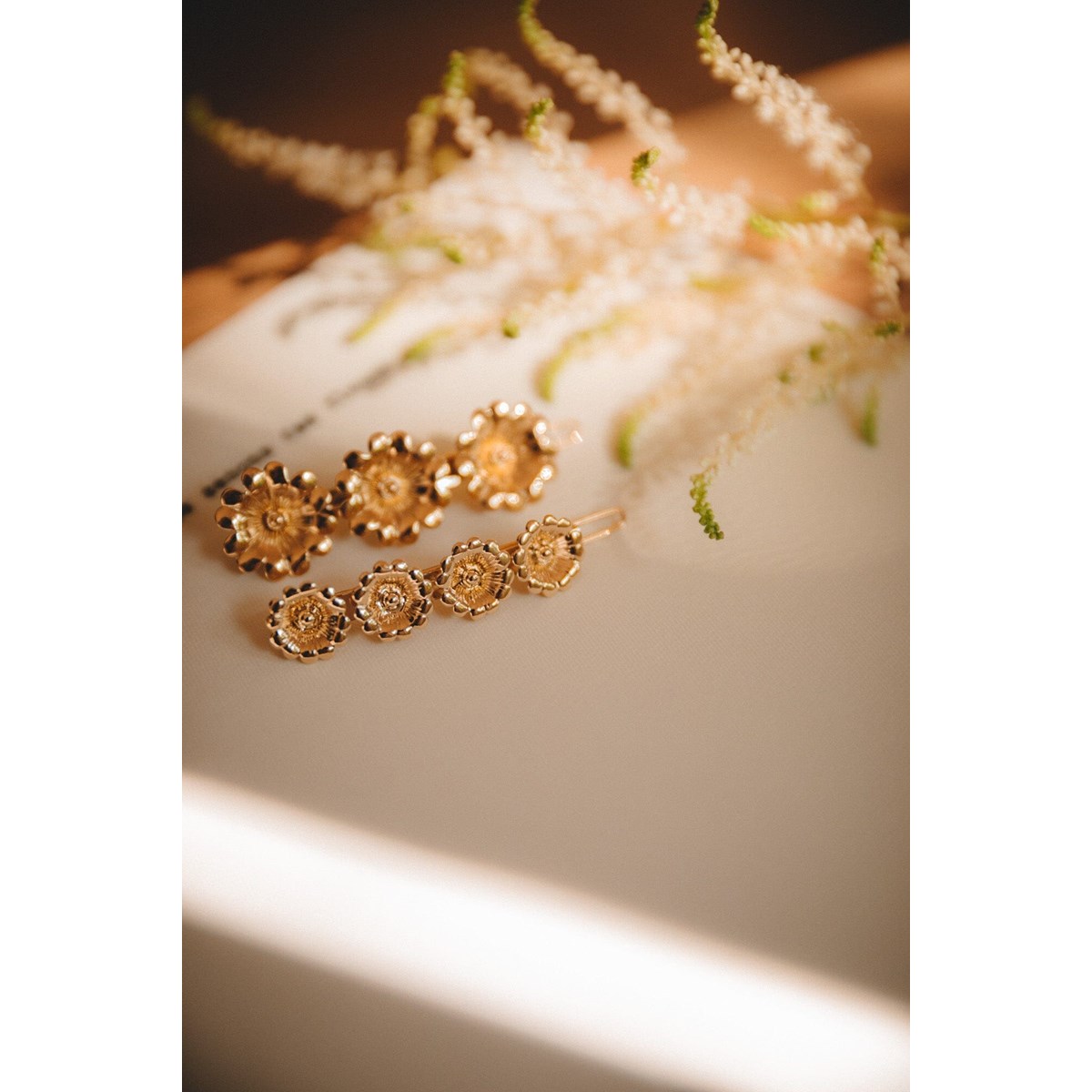 barrette fleur doré à l'or fin - THÉIA