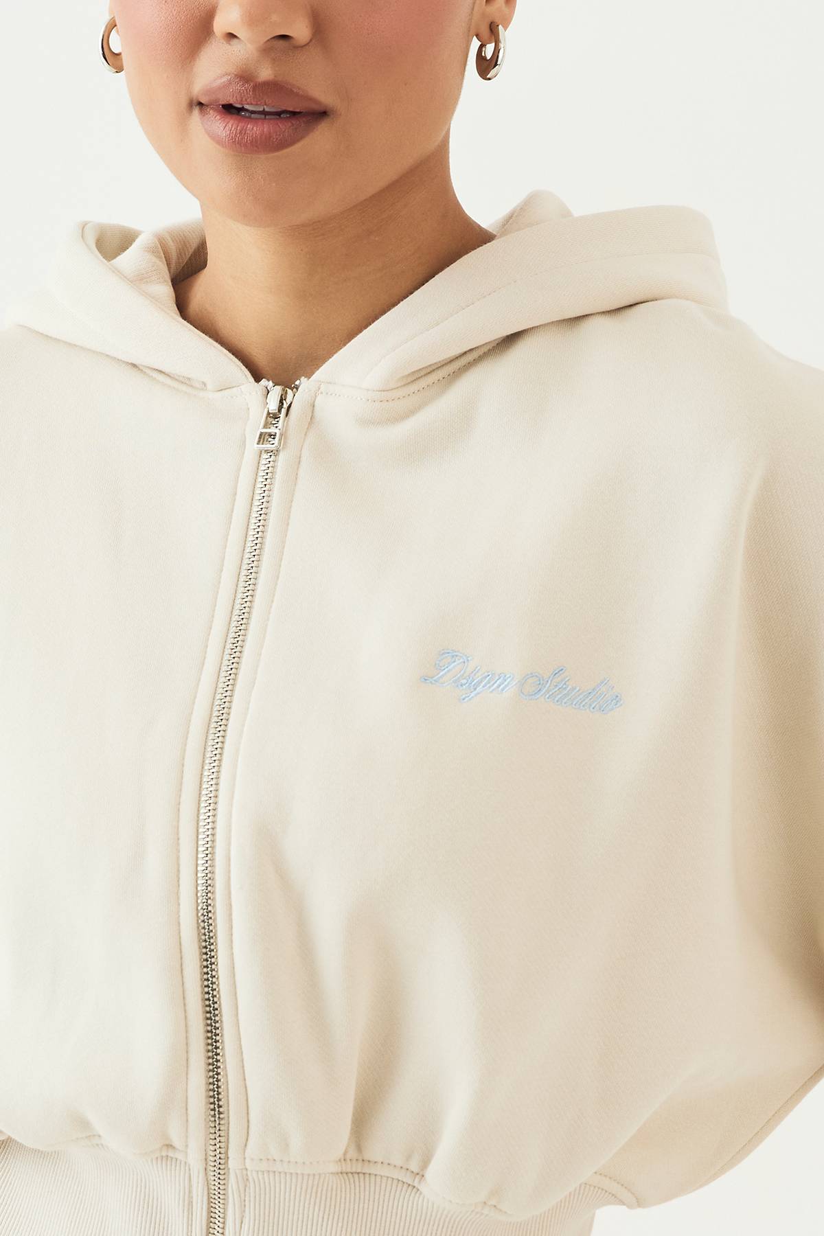 Sweat À Casynthétiqueche Zippé Dsgn Studio À Ourlet Profond Resserré Avec Broderie Script