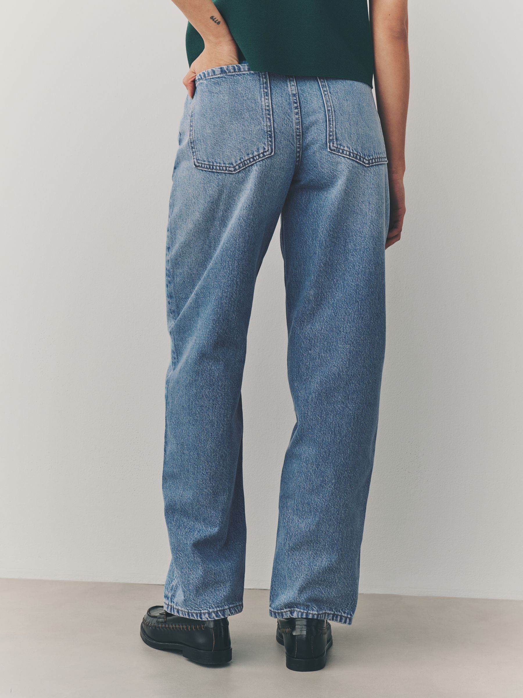 Normaal blauw - Jeans met ruime rechte pijpen