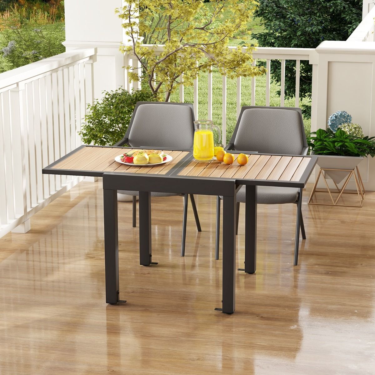 Table de Jardin Extensible en Aluminium Ajustable de 80 à 160 CM Table à Manger Extérieure Rectangulaire pour 4-6 Personnes Naturel - Lidl-Manfred