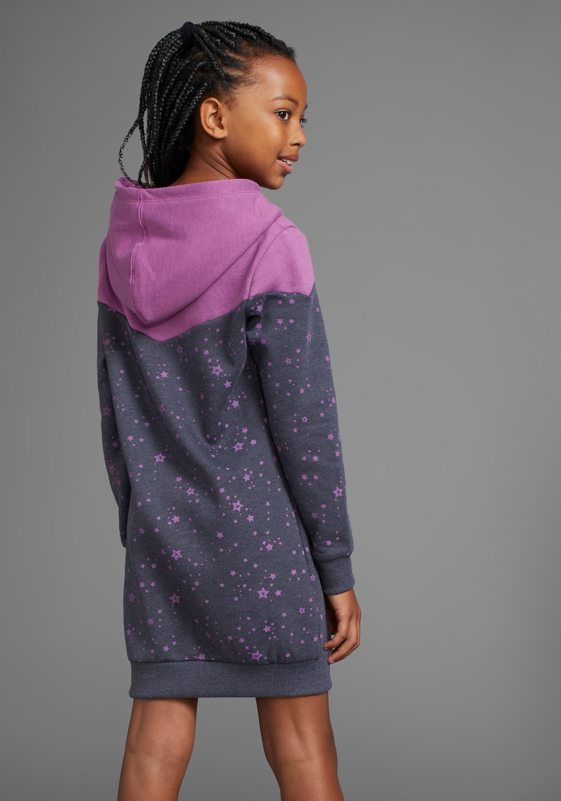 KangaROOS Sweatkleid »mit süssem allover Druck« , in Colorblocking-Design