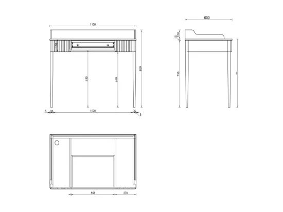 Bureau console avec 1 tiroir - MDF - Noir mat - RENEVI de Pascal Morabito