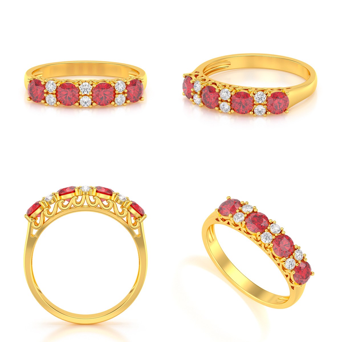 Bague ADEN Or 585 Jaune Rubis et diamants 2.650grs
