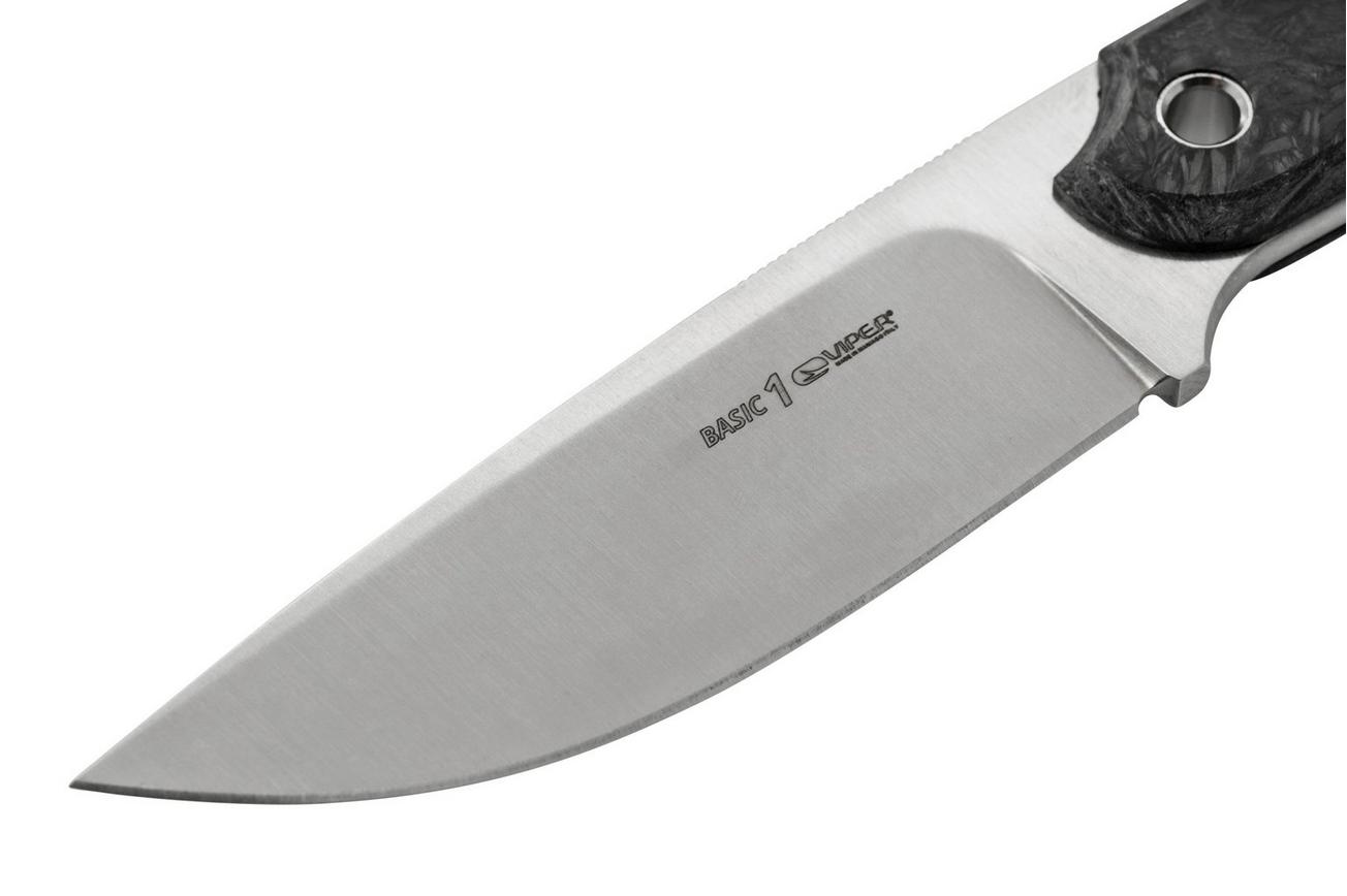 Viper Basic 1 VT4026FCM MagnaCut Drop Point Satin, Marbeled Carbon, vaststaand mes