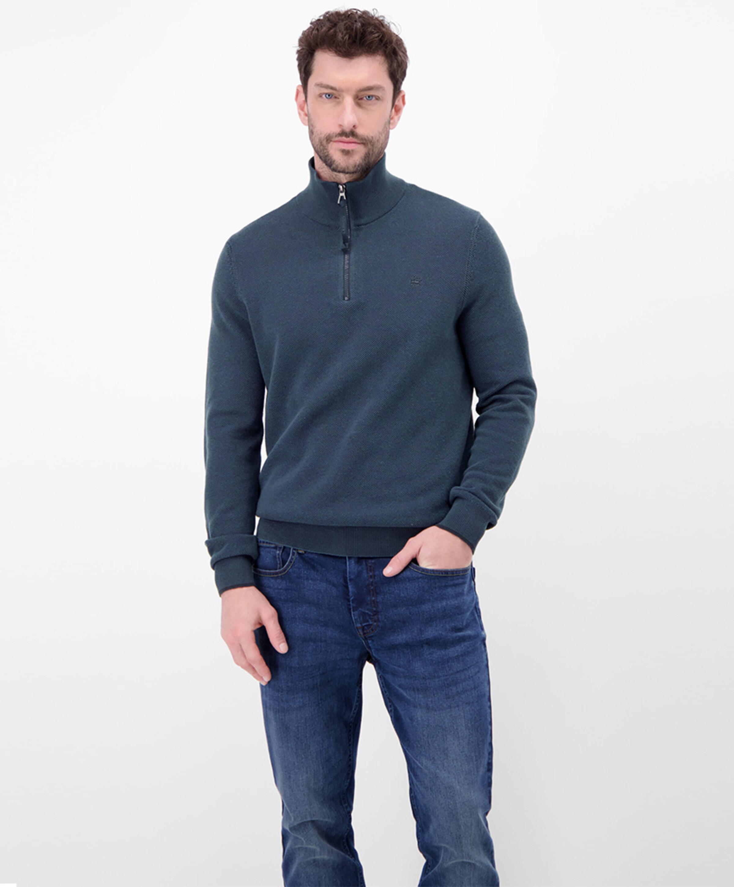 Lerros Heren trui met rits blauw