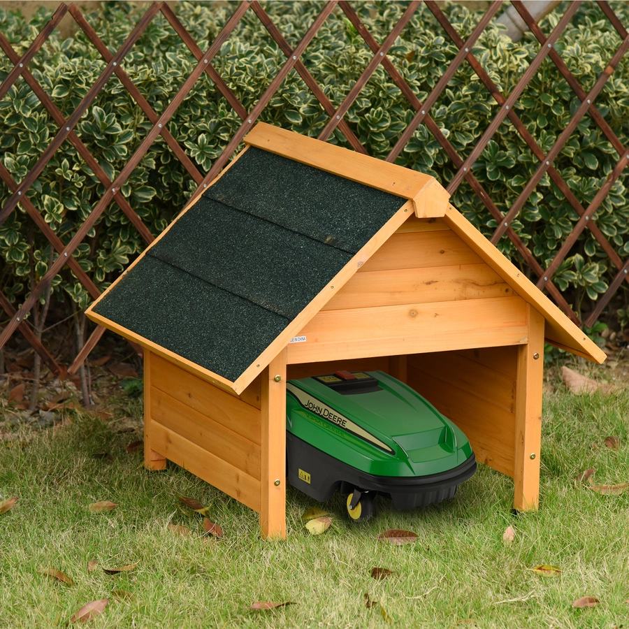 Outsunny Holzgarage für Mähroboter gelb