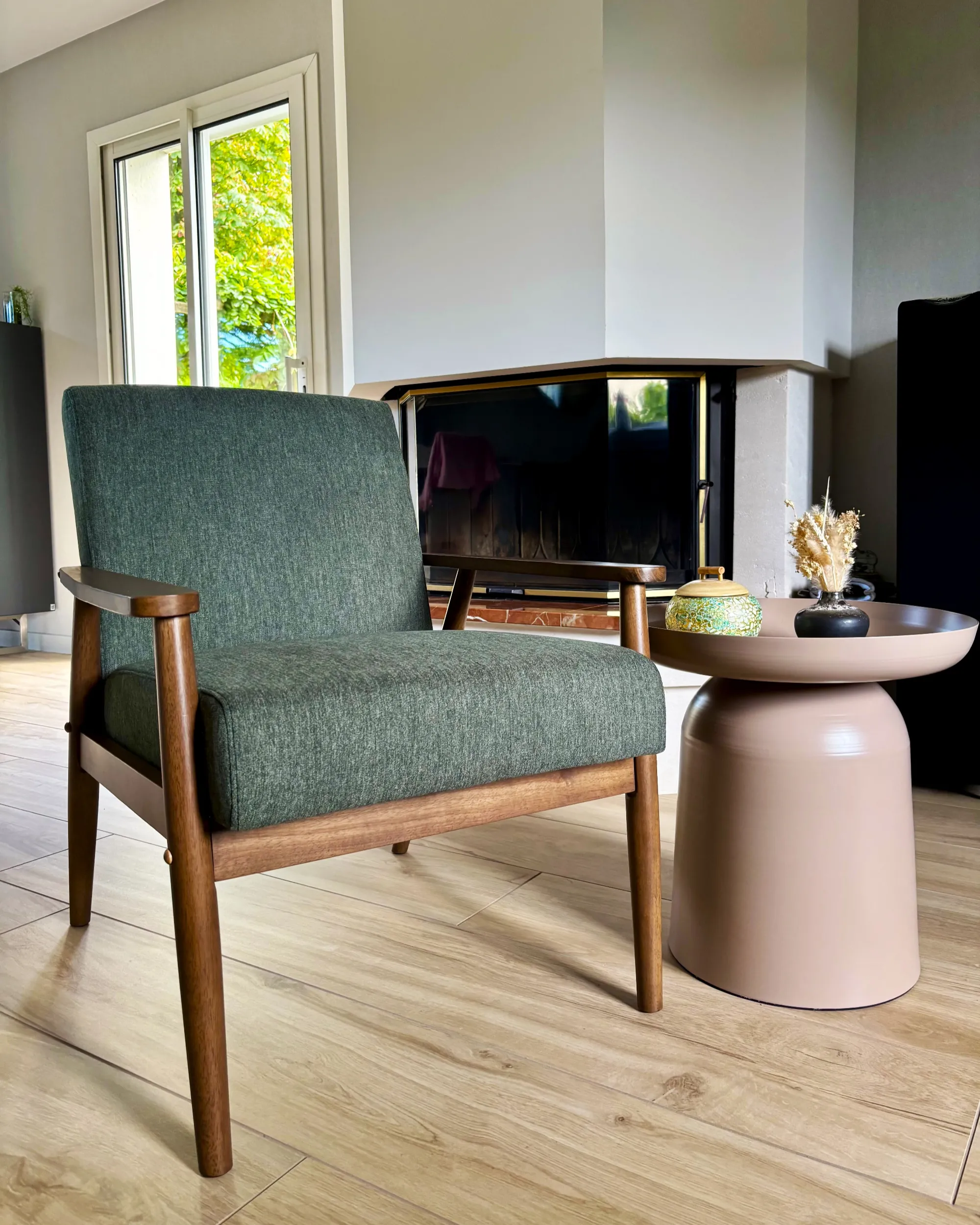 Fauteuil ESRUM Stof Donkerbruin/groen