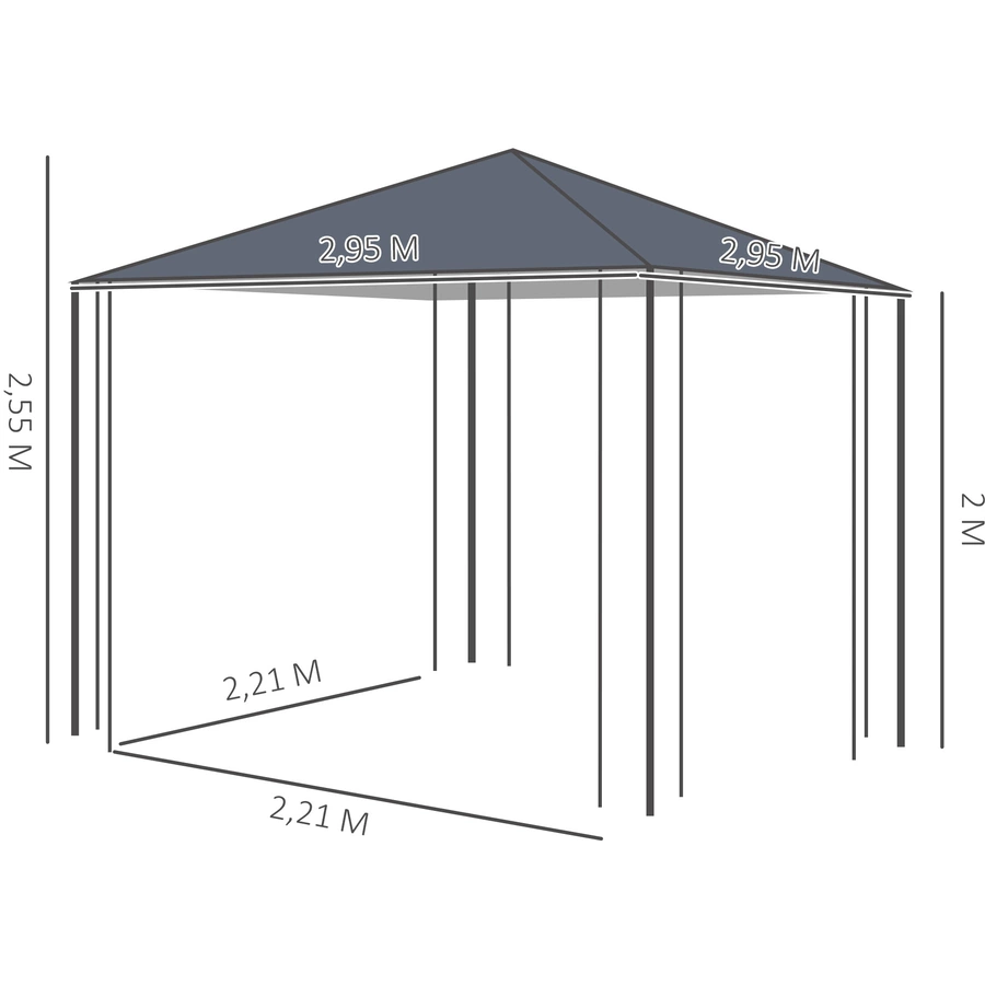 Outsunny Pavillon mit Stahlrahmen grau