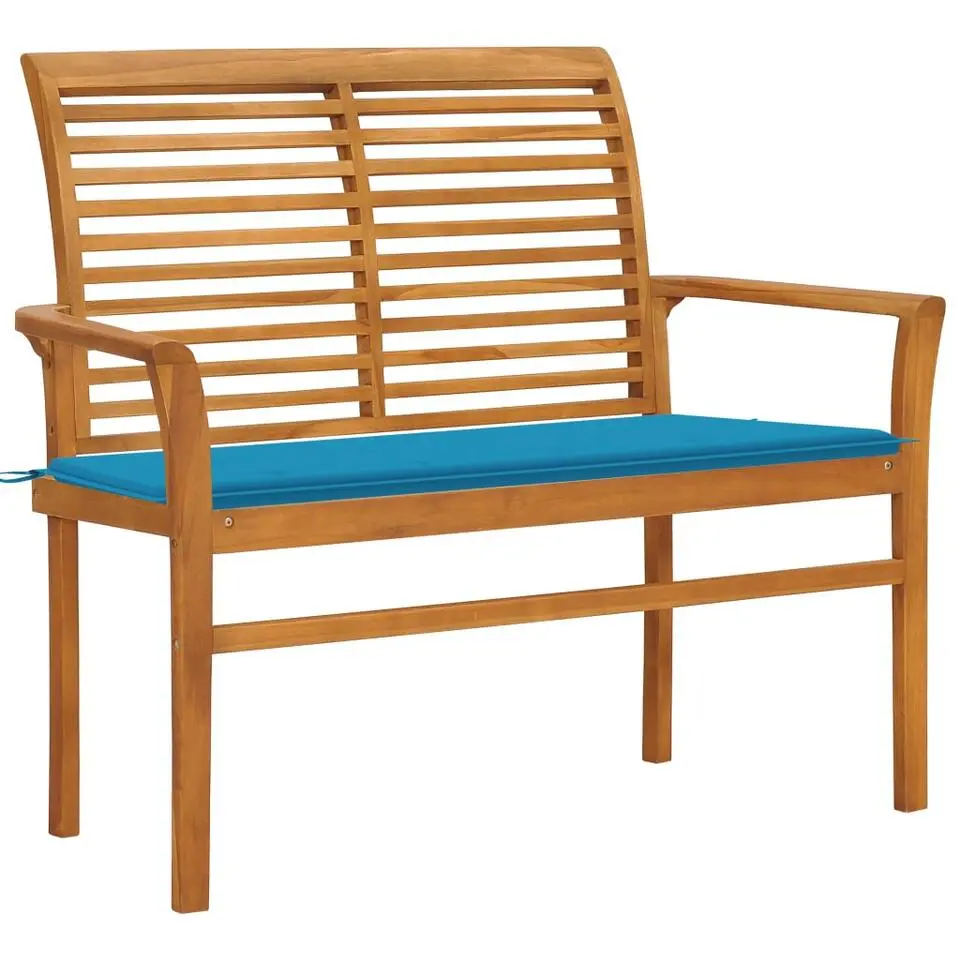 vidaXL - Bank Batavia met blauw kussen - Teakhout - 112x55x94 cm