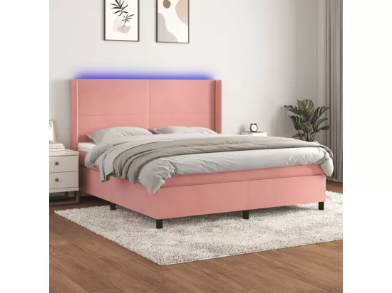 Sommier tapissier avec matelas et LED Rose 160x200 cm Velours