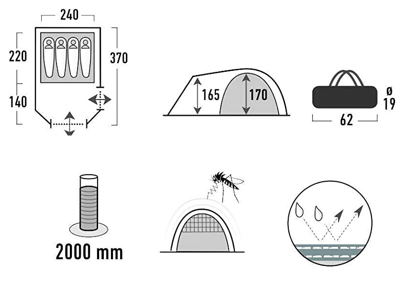 High Peak Tessin 4 koepeltent