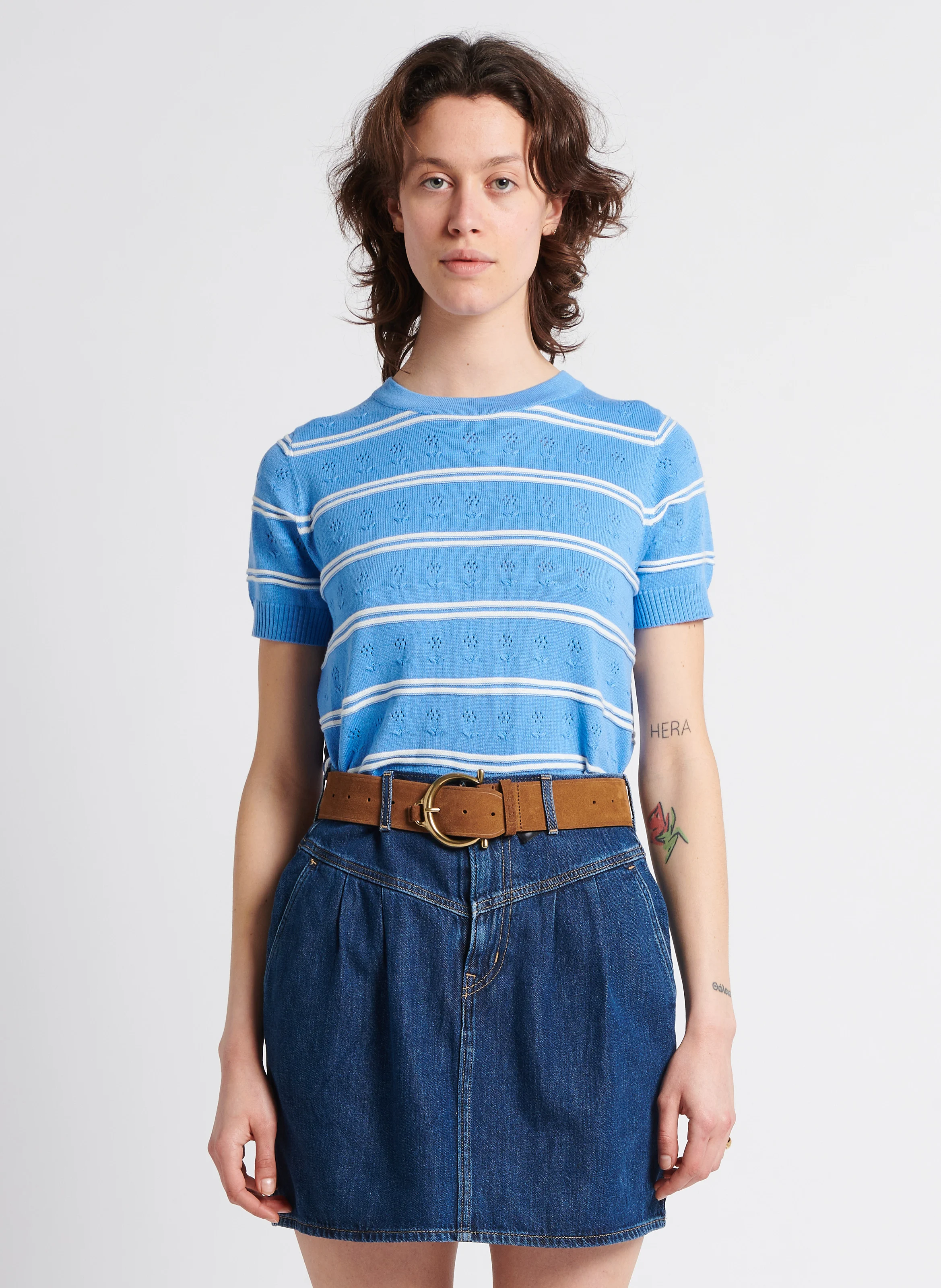 Ceinture en cuir velours | Marron