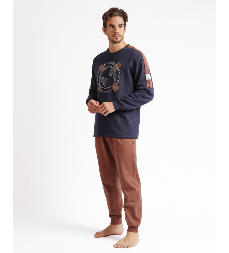 Pijama de manga comprida Admas Mountains Marine